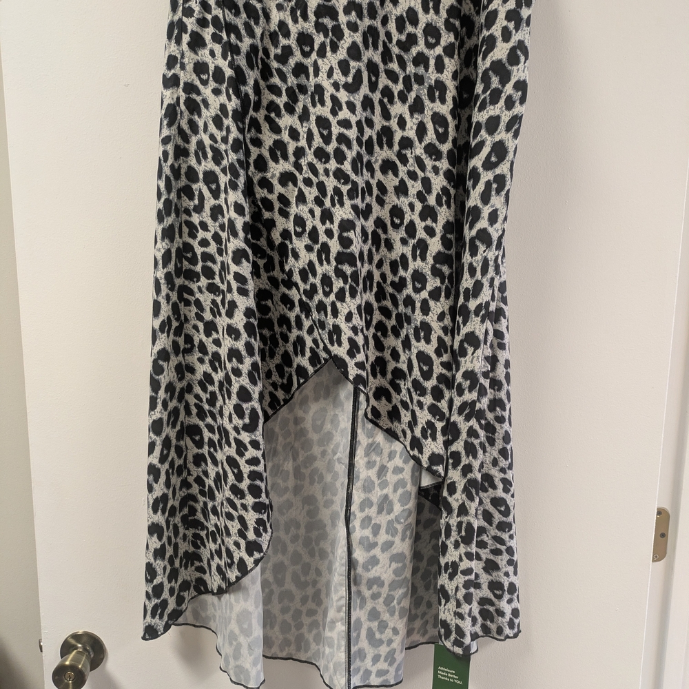 HALARA High Waisted High Low Ruffle Leopard Print Skirt